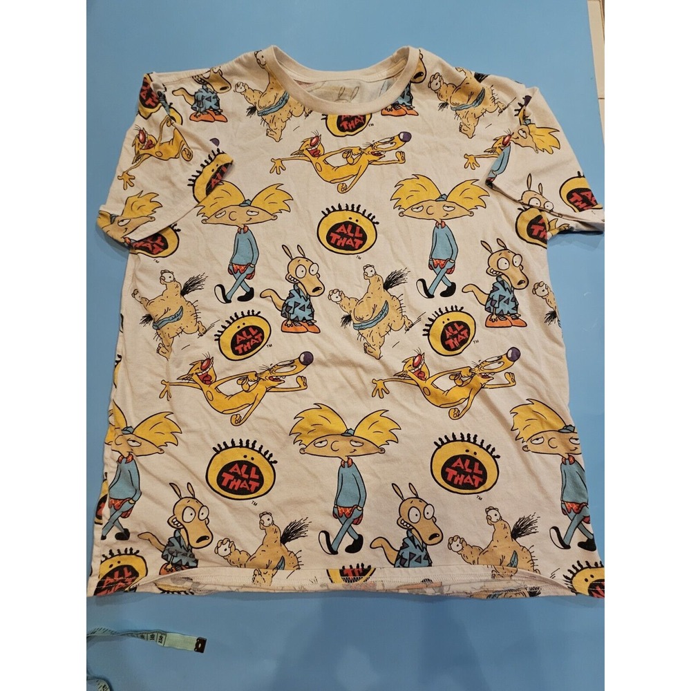 Nickelodeon-all That Characters-Tshirt Adult Multicolor Short Sleeve Medium